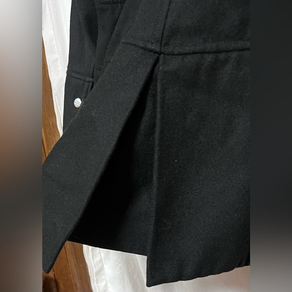 Steve Madden Long Black Wool Blend Coat | Jacket | Asymmetrical Zip Winter Fall - Picture 13 of 16